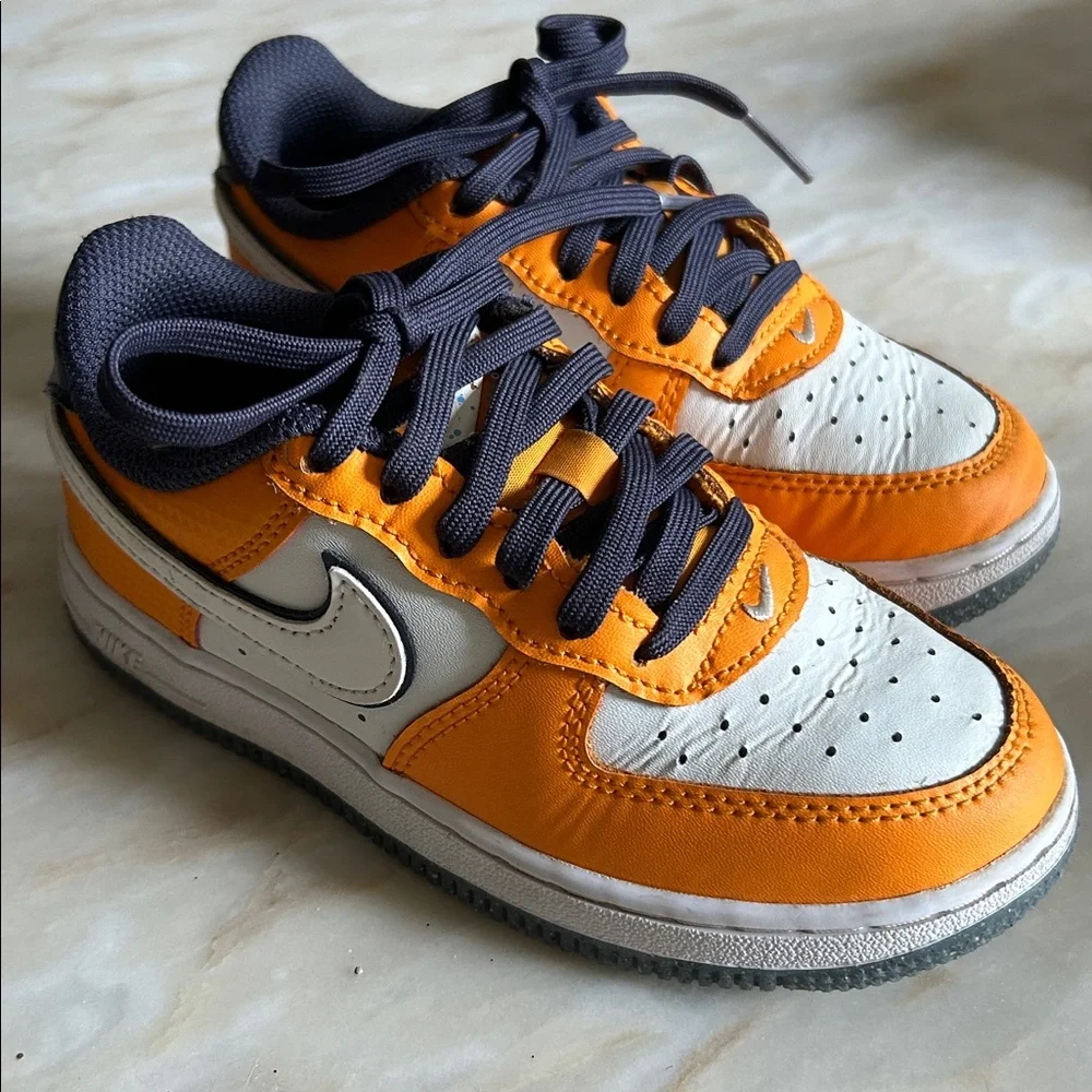 Nike Force 1 Low SE Orange Navy Clown Fish Kids Toddler Boys Size 11C‎